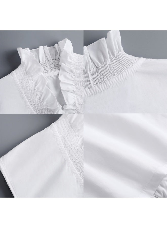 False Collar Detachable Elegant Half Shirt Blouse False Collar Elegant Ruffle Stand Type for Women - Image 3